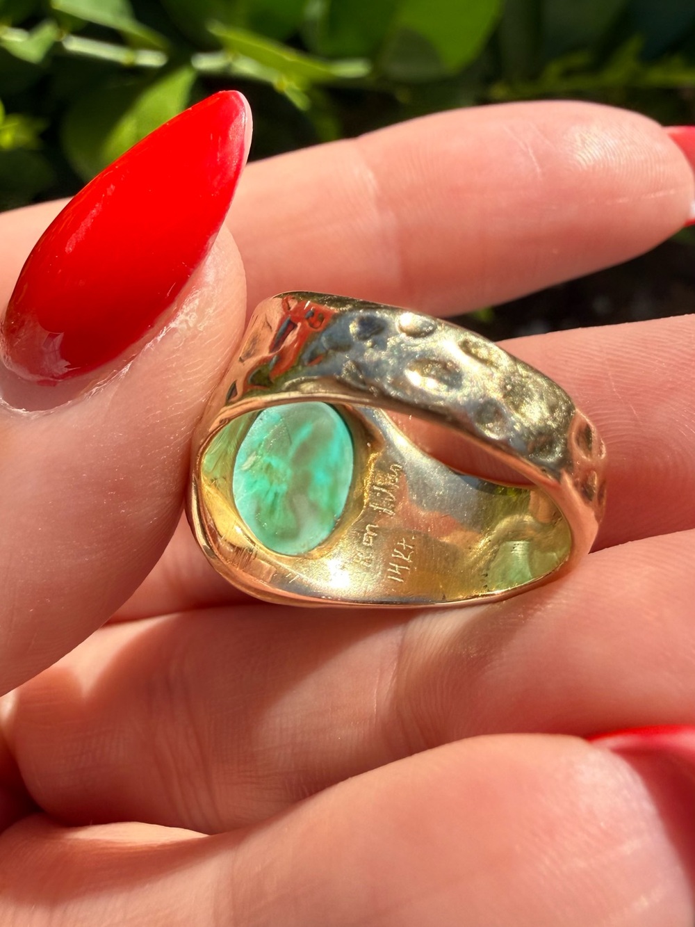 14k Gold Turquoise Signet Ring - Picture 5 of 10
